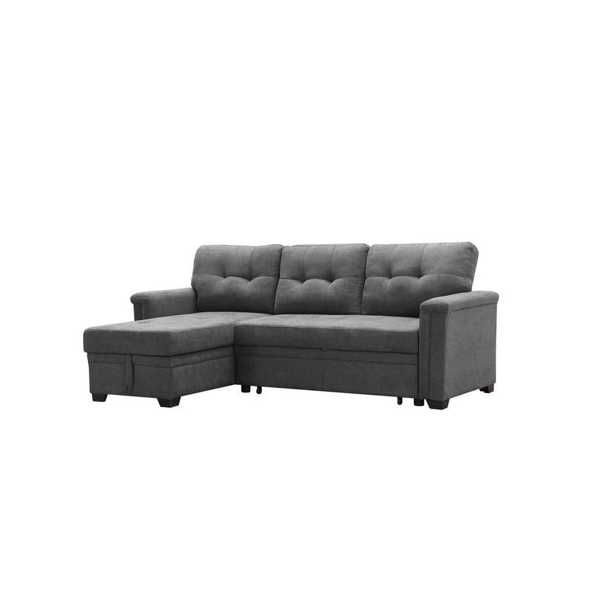 Gray Woven Fabric Sectional Sleeper Sofa with Storage and USB Charger I229009