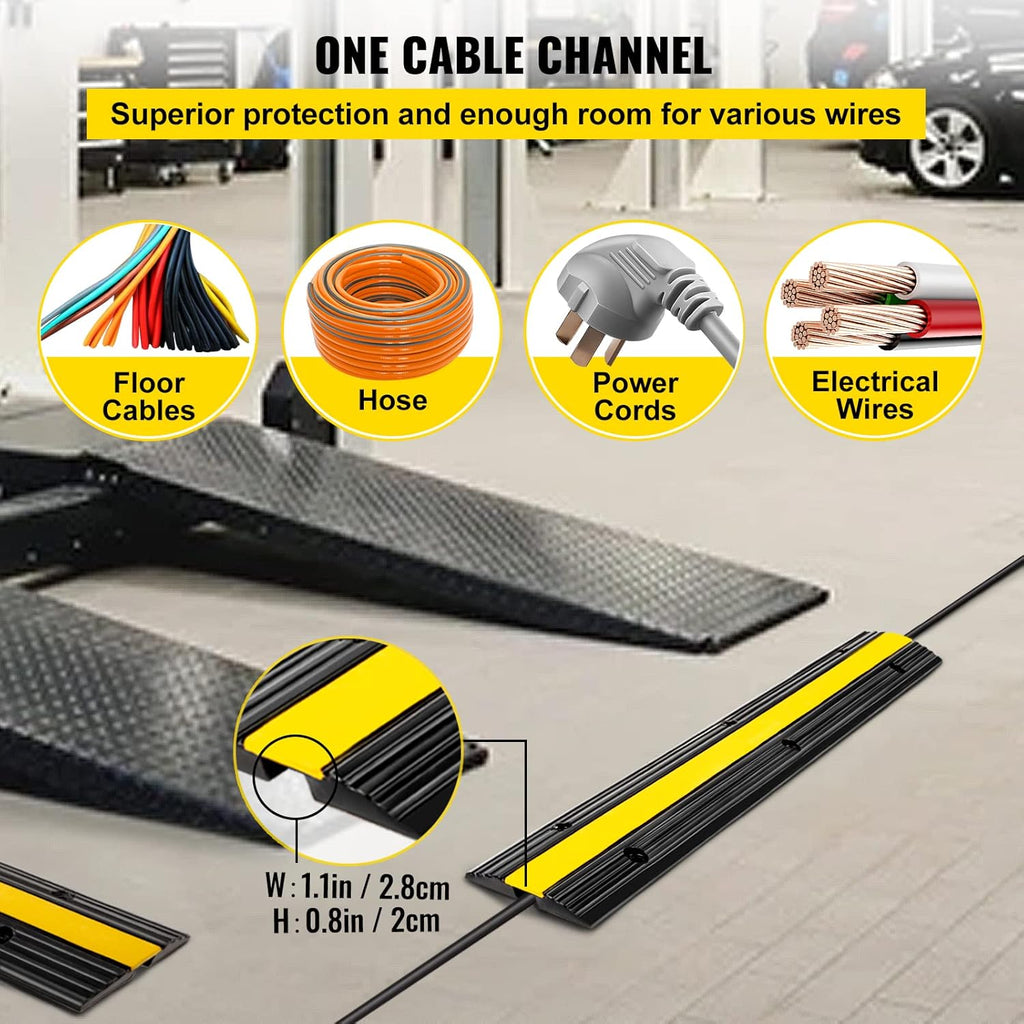3 Packs 1 Channel Heavy-Duty Rubber Cable Protector Ramp W2574