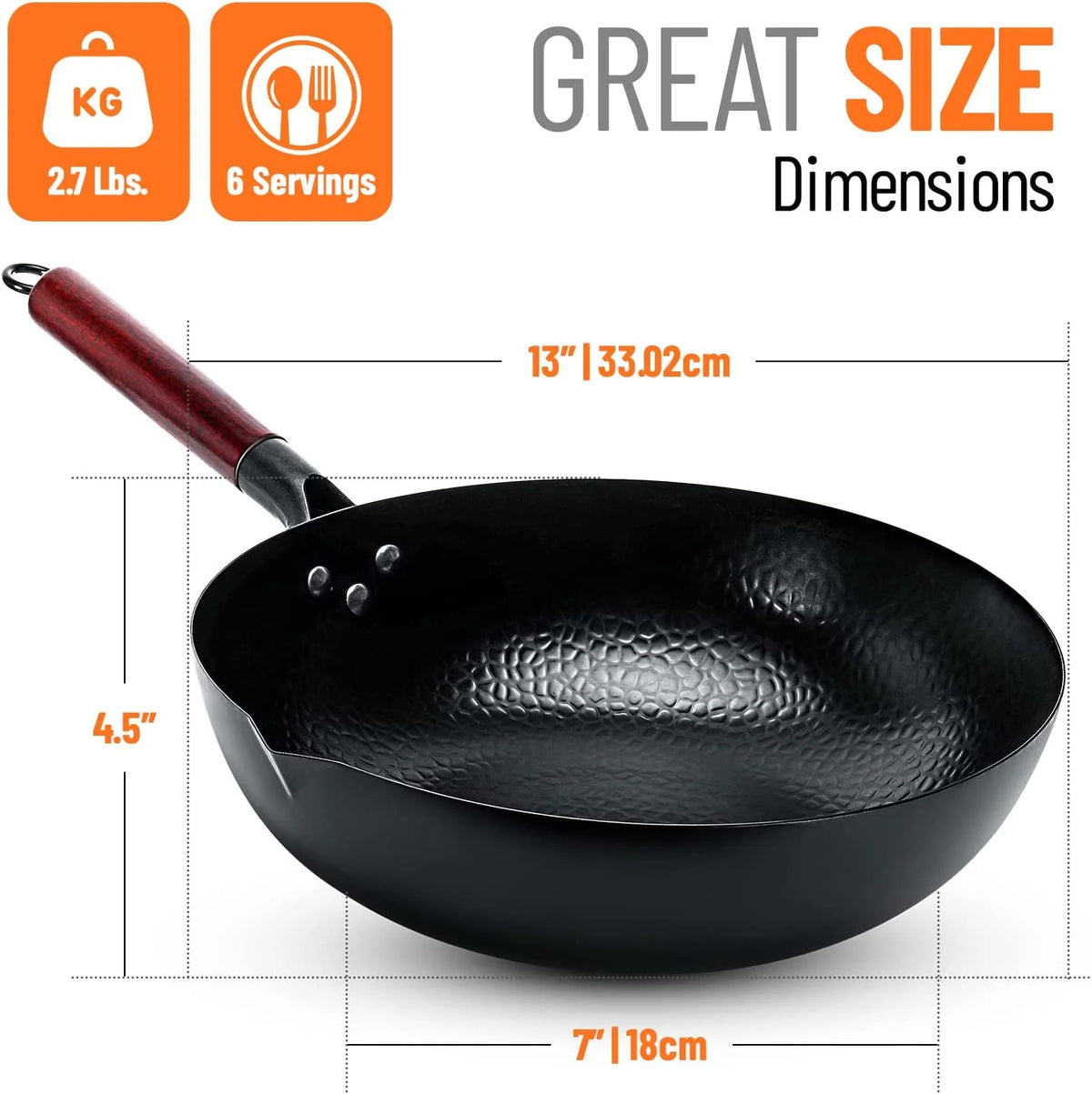 Carbon Steel Wok with 2 Spatulas & Wooden Lid, 12" Diameter X249269