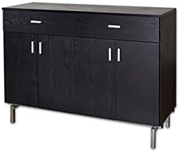 Black and Chrome Wood 2-Drawer Buffet Server D569895