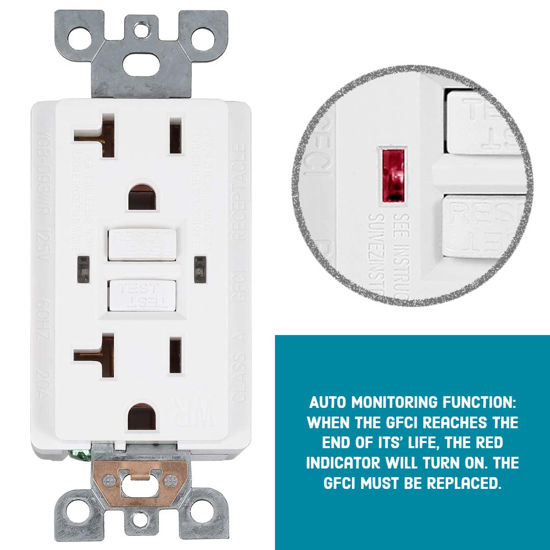 White Weather Resistant 20 Amp GFCI Outlet Receptacle, 10 Pack A901