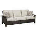 Brown and Gray 3 Seater Wicker Sofa with Cushioned Seat U125064