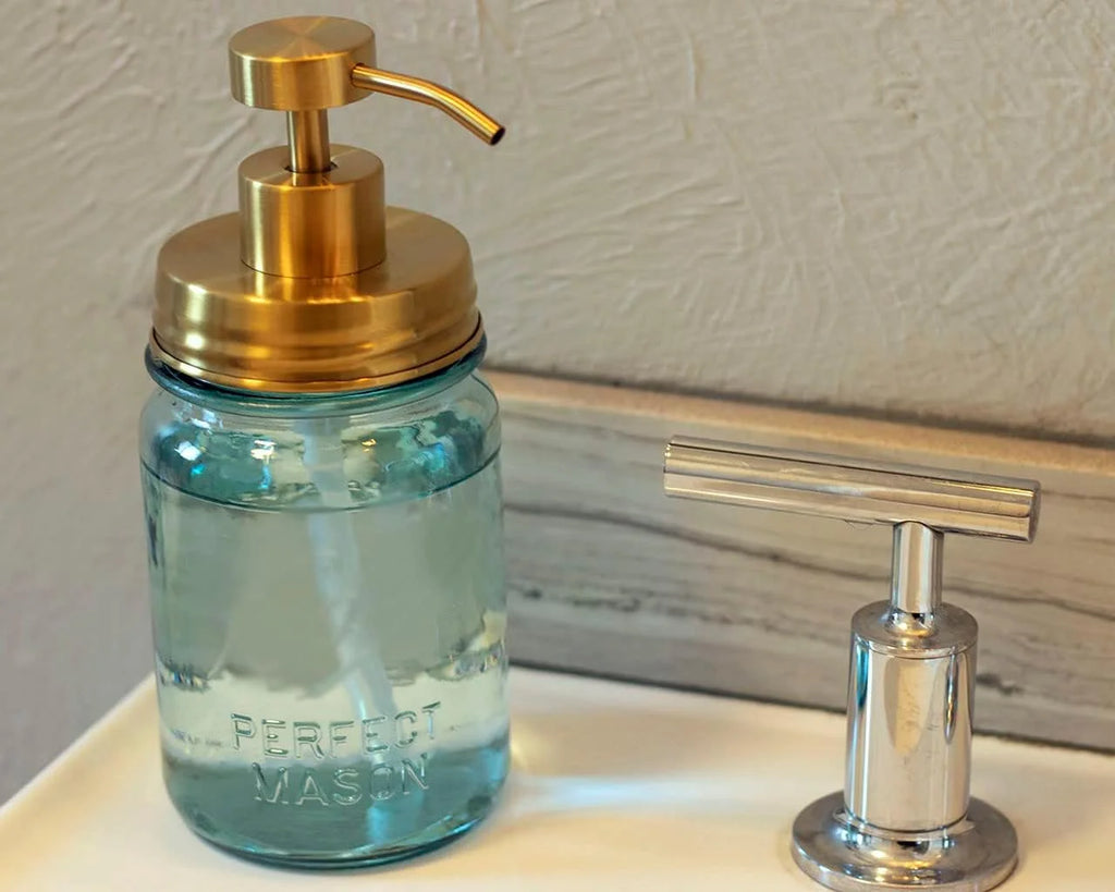 Matte Soap Pump Dispenser Lid Kit For Regular Mouth Jars S681722