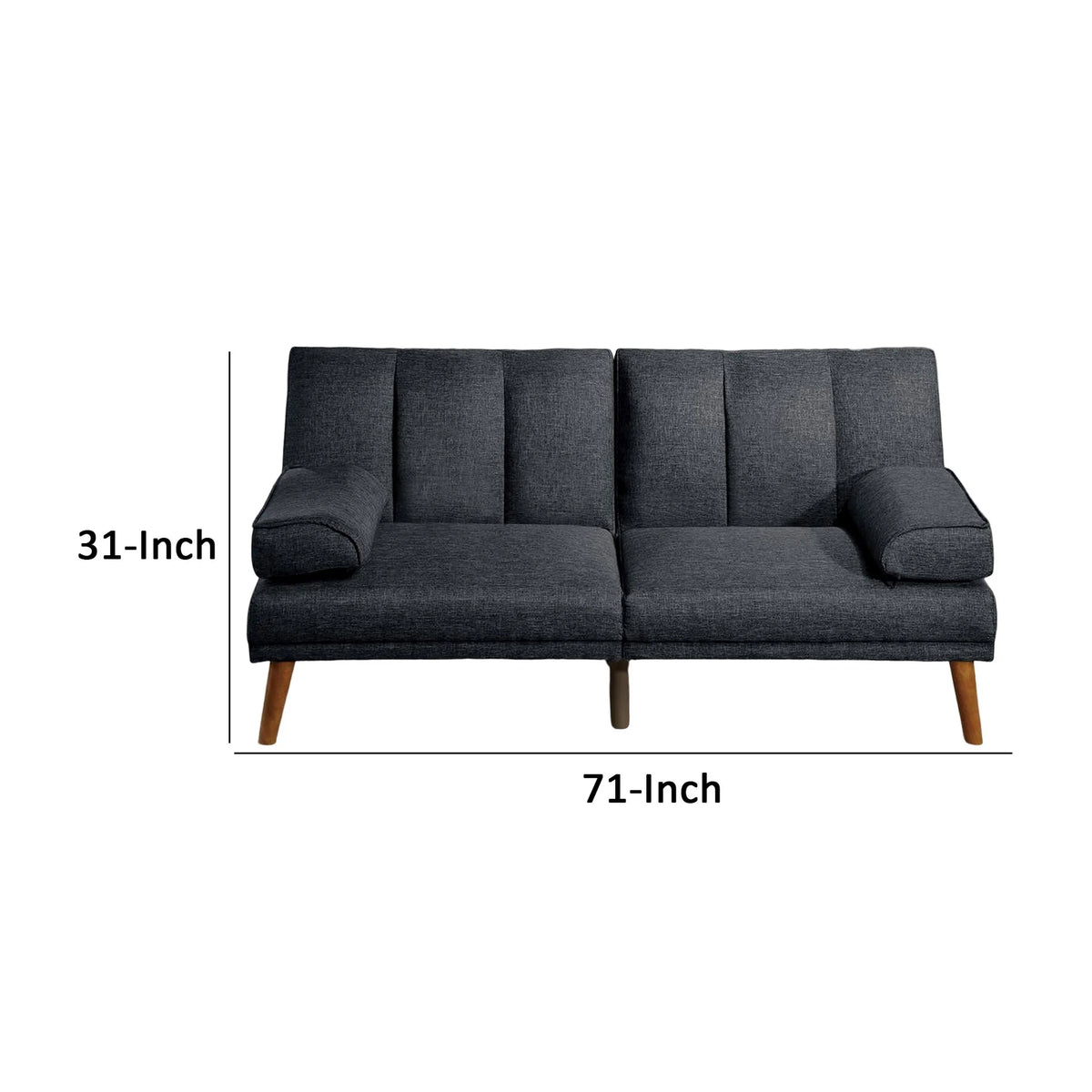 Black Adjustable Futon Sofa Bed with Vertical Channel Tufting E602