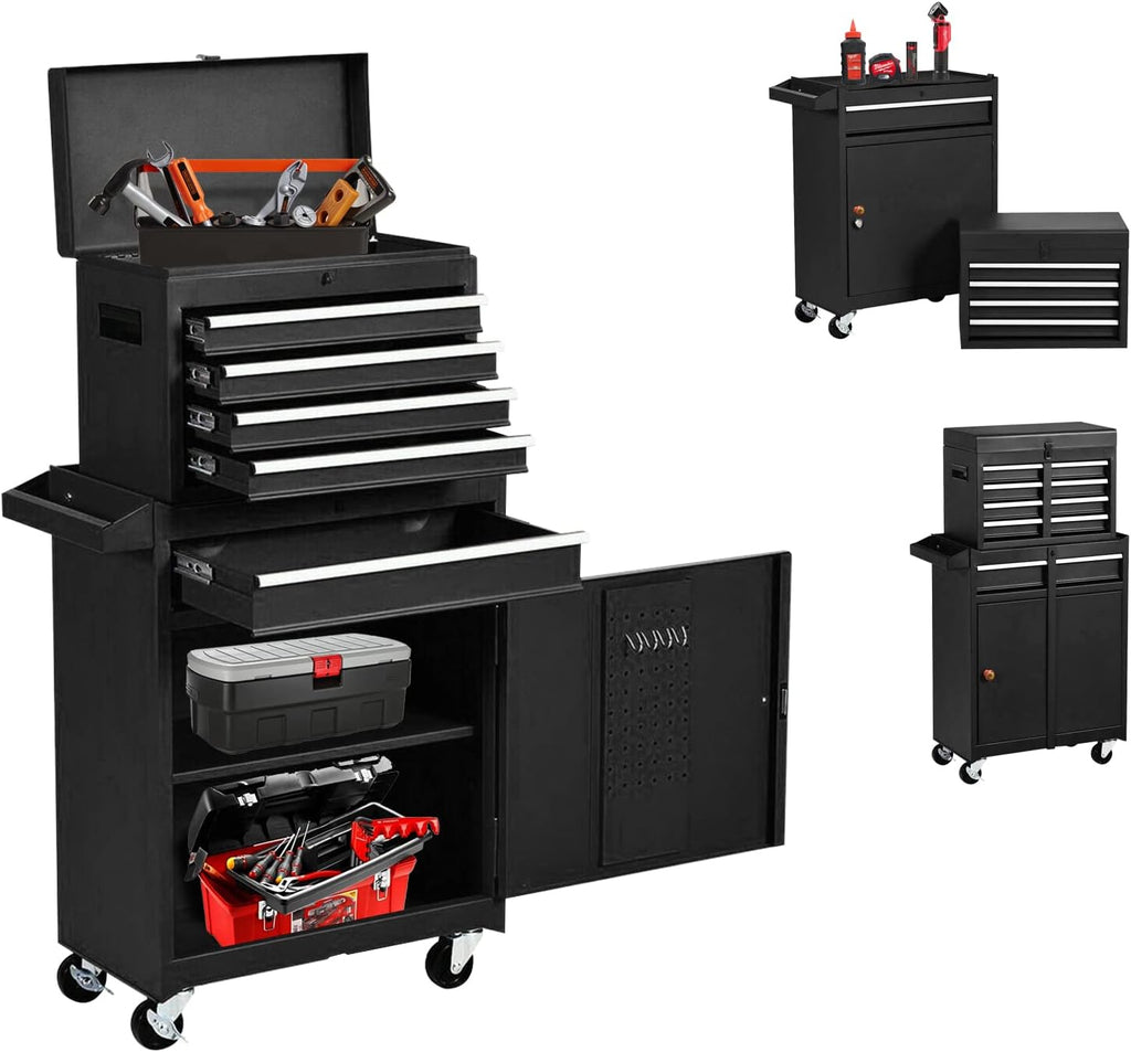 Black 5-Drawer Rolling Tool Chest with Wheels L371263