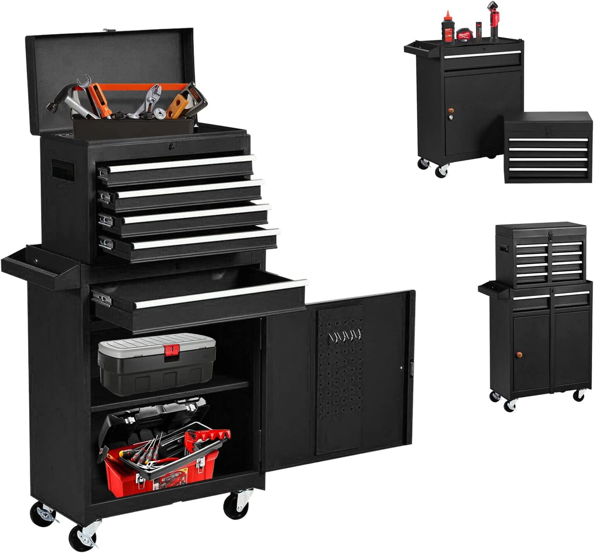 Black 5-Drawer Rolling Tool Chest with Wheels L371263