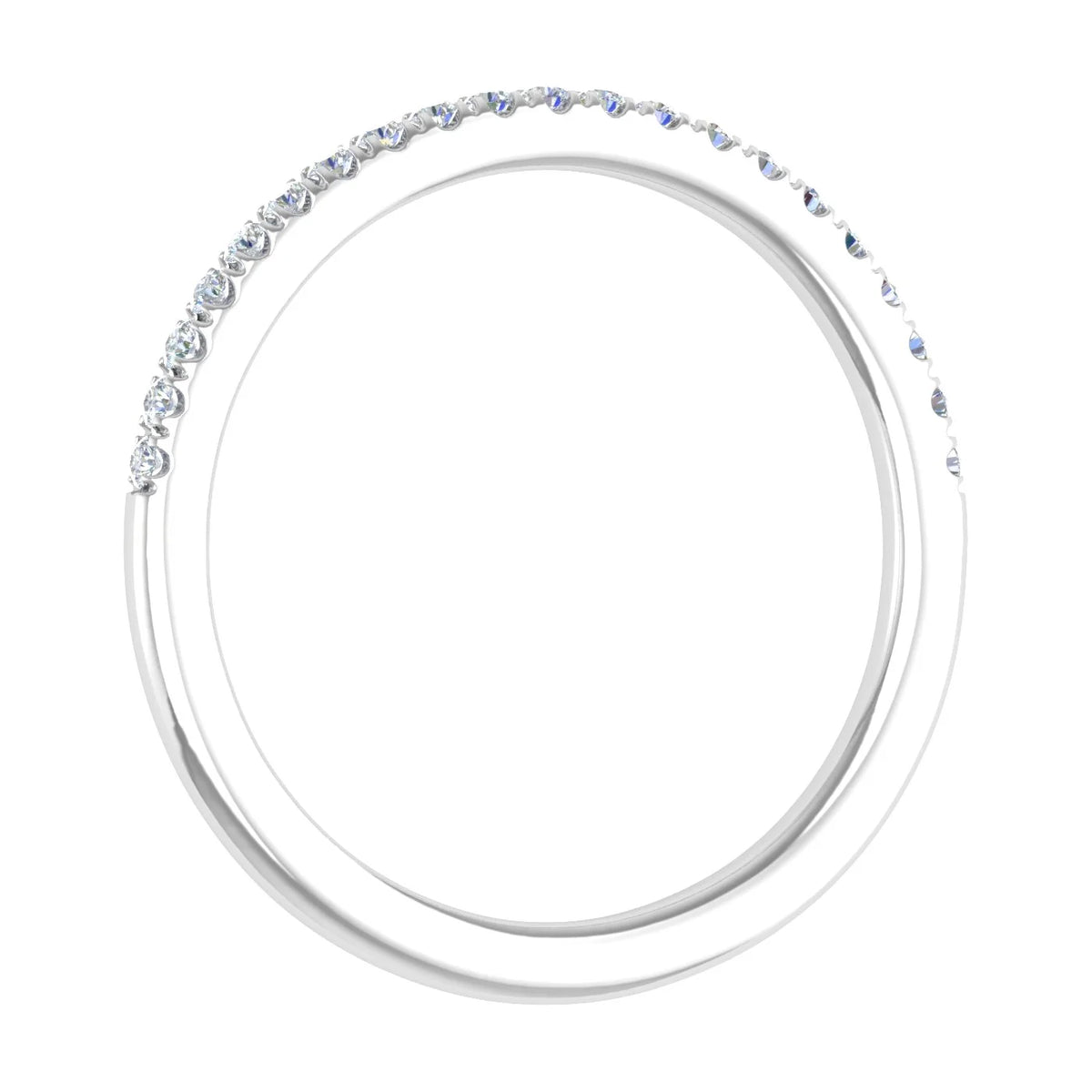 14K White Gold Half Eternity Diamond Wedding Band Ring P563
