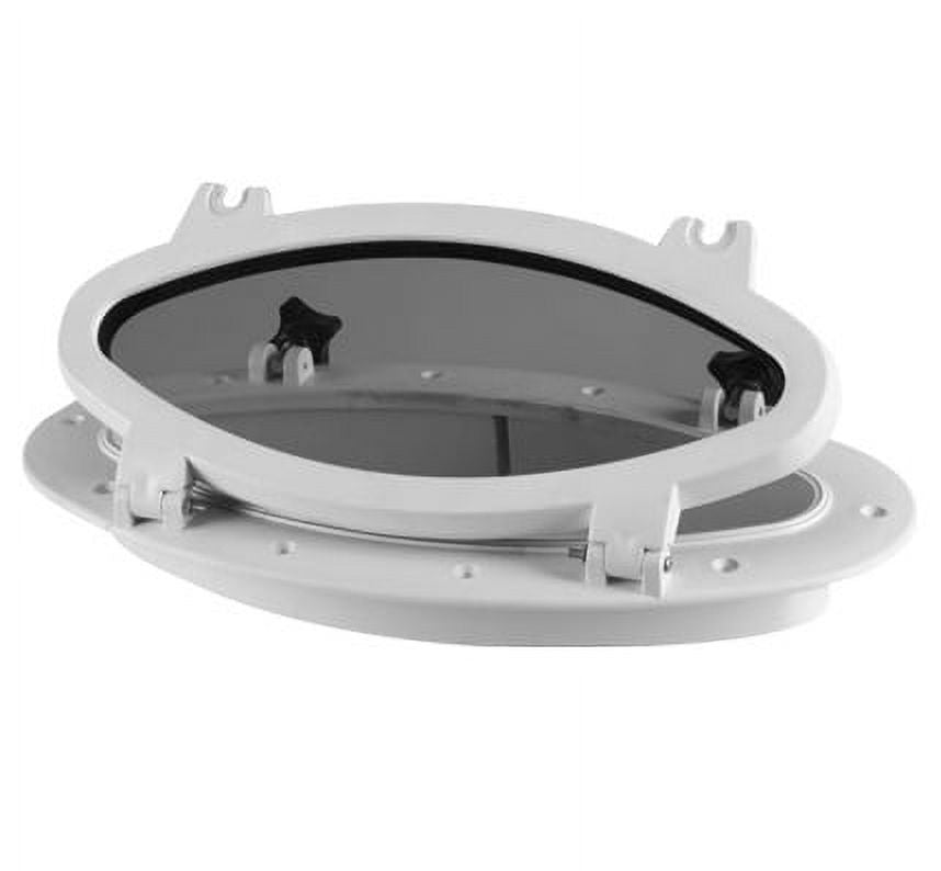 Oval-Shape Porthole with Glass Window & White ABS Plastic Trim J2997