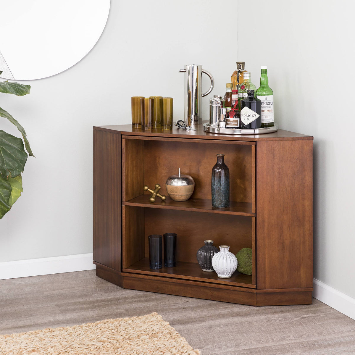 Midcentury Modern Rotating Corner Bar Cabinet G858