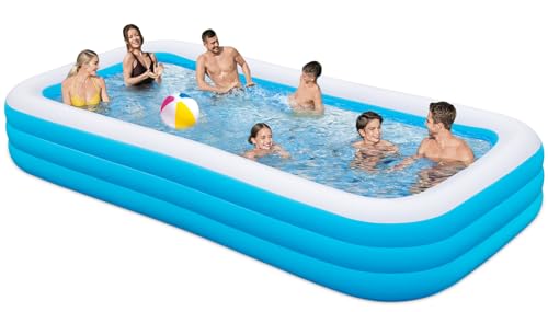 Large Inflatable Pool, 145" X 74" X 22" Oversized Thickened Blow Up Pool L89676