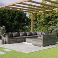 9 Piece Poly Rattan Outdoor Sectional Sofa Set with Anthracite Cushions Steel Frame R27498