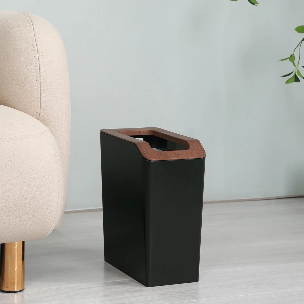Green 2 Pack Slim Plastic Trash Can with Open Top I435