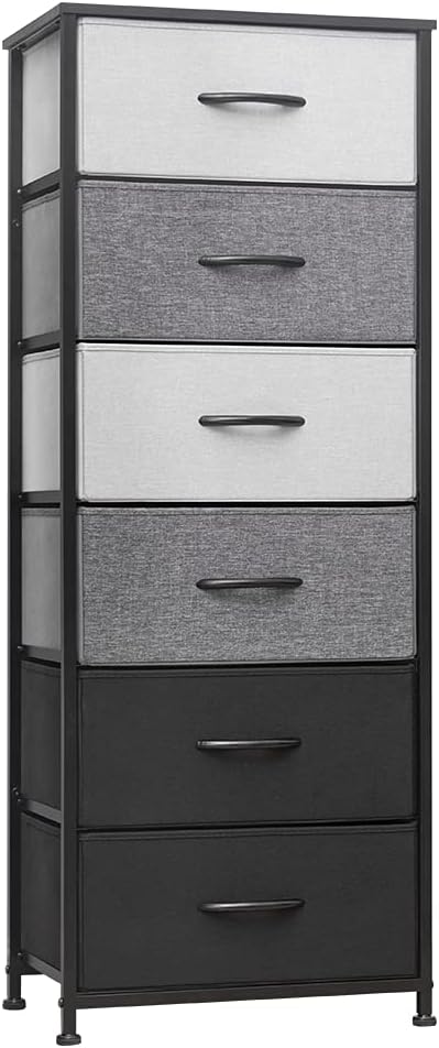6 Drawers Vertical Dresser Storage Tower with Fabric Bins W96316