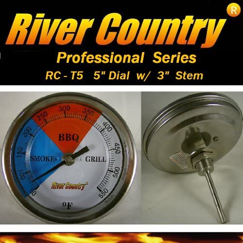 5" Dial Adjustable BBQ Grill Smoker Thermometer H455