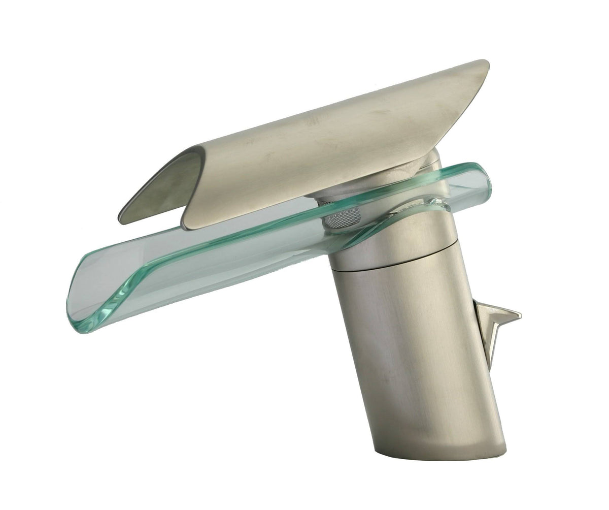 Brushed Nickel Single Handle Lavatory Faucet with Glass Spout Q319808