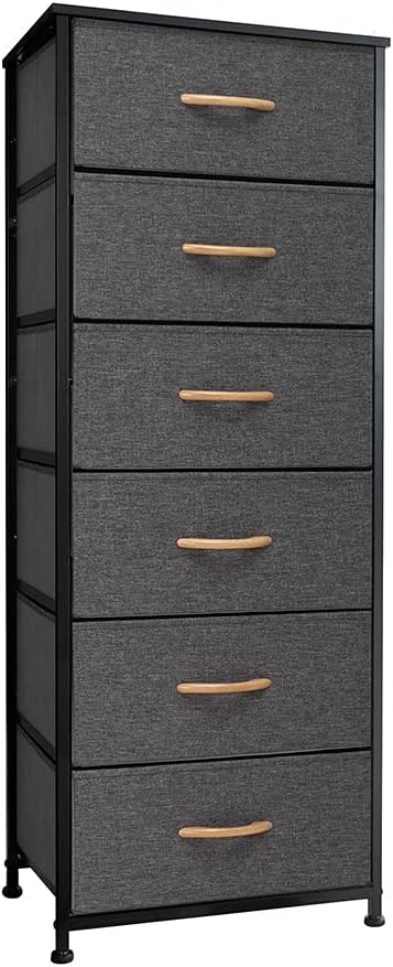 6 Drawers Vertical Dresser Storage Tower with Fabric Bins W96316