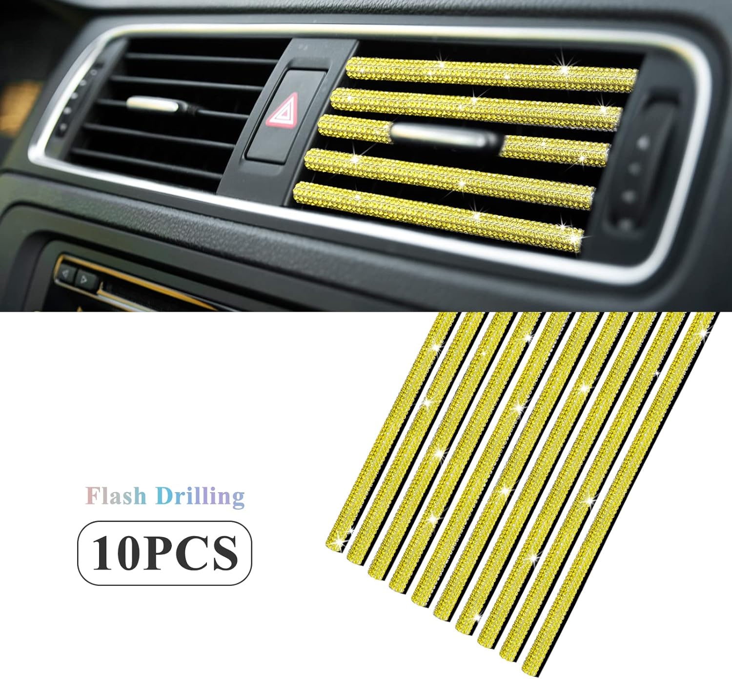 10 Pieces Bling Car Vent Outlet Trim Decoration Strip C459481