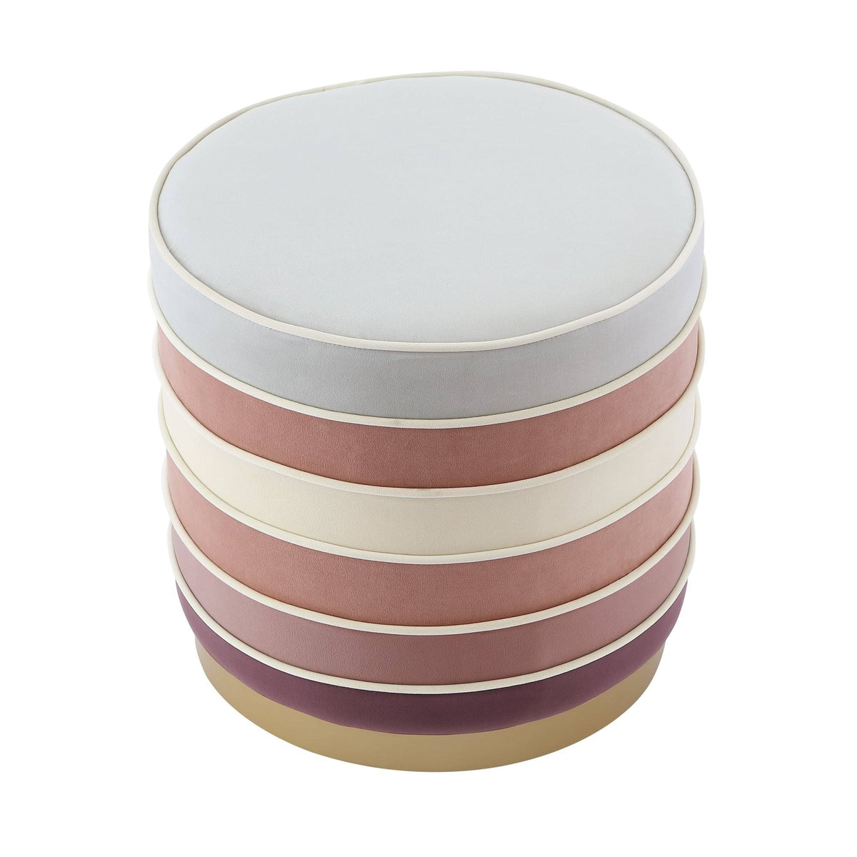 Blush Pink Velvet Ottoman with Metal Base V949079