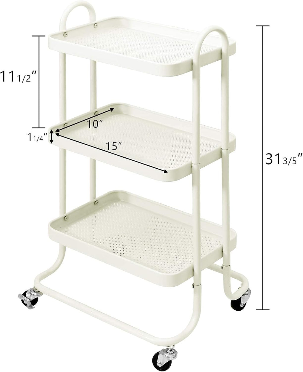 3-Tier Metal Rolling Utility Cart with 3 Baskets W346