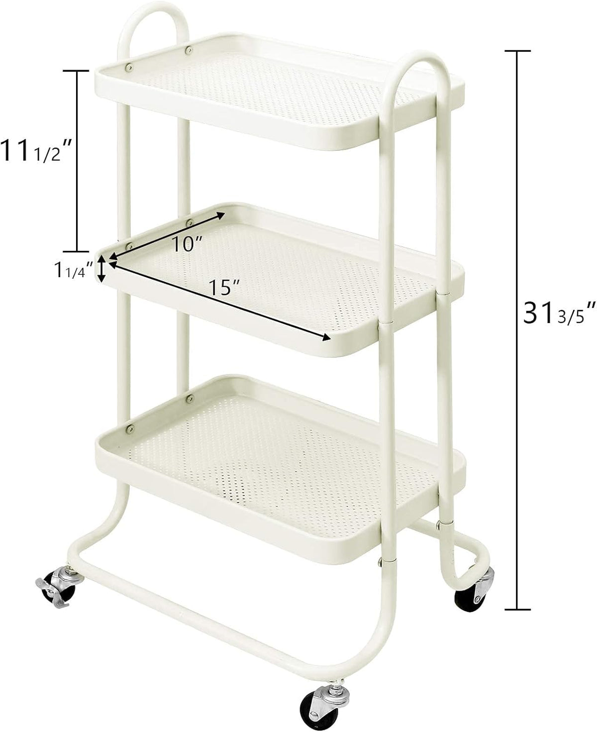 3-Tier Metal Rolling Utility Cart with 3 Baskets W346