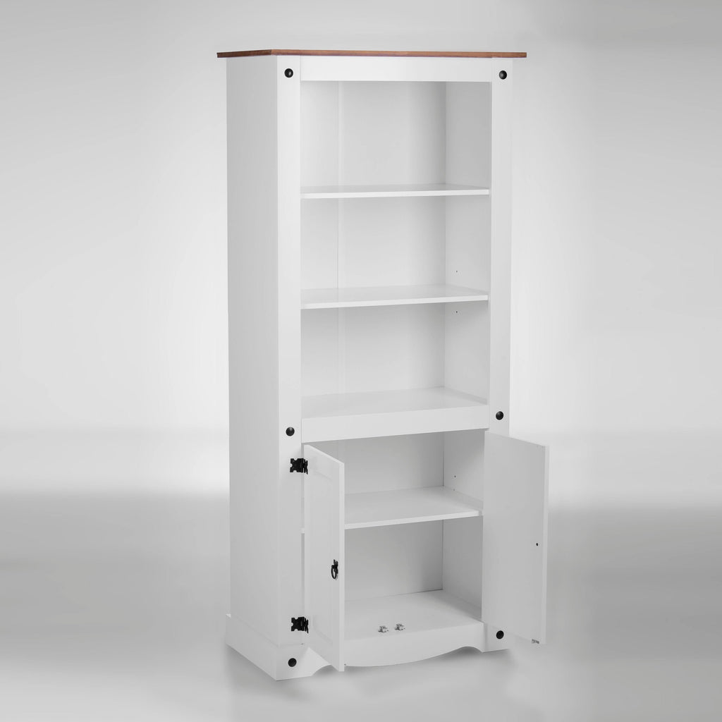 White 2-Door 5-Shelf Wood Bookshelf G4034