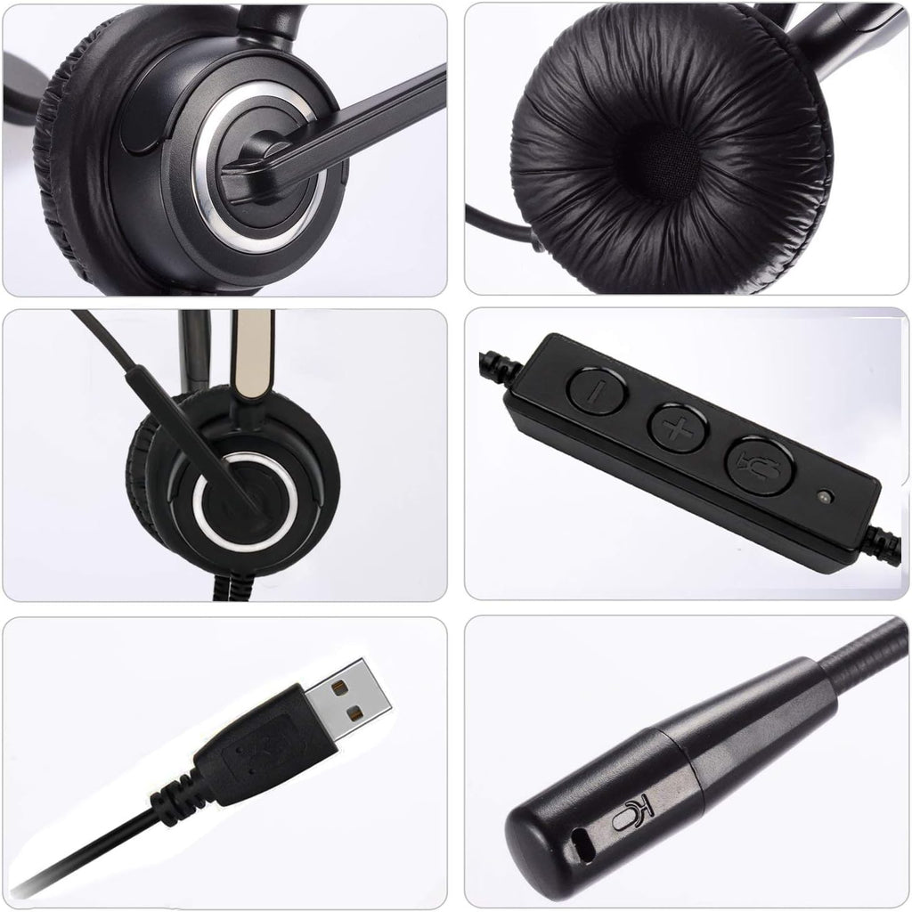 USB Computer Headset with Boom Microphone (Black) T13127