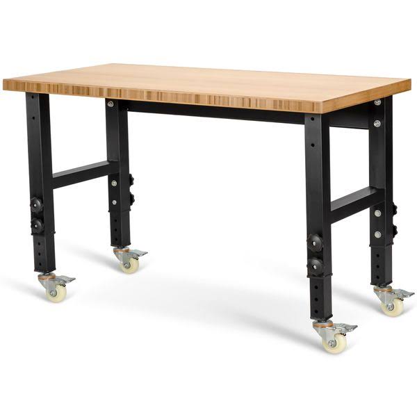 48 X24 Adjustable Height Workbench Mobile Bench Bamboo Top N3531