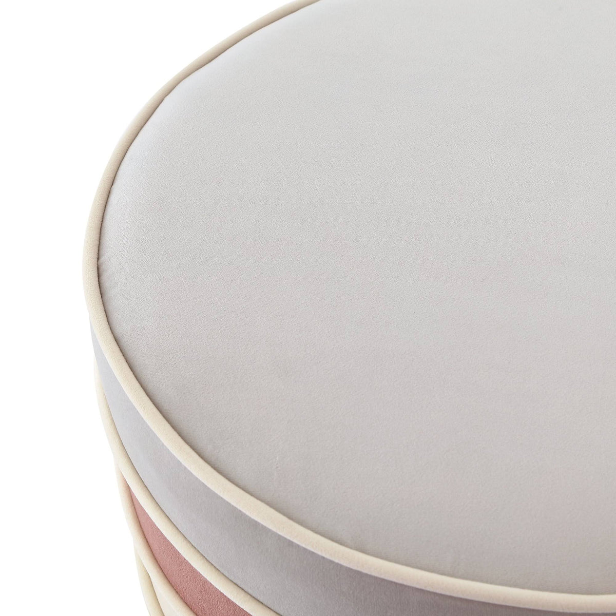 Blush Pink Velvet Ottoman with Metal Base V949079