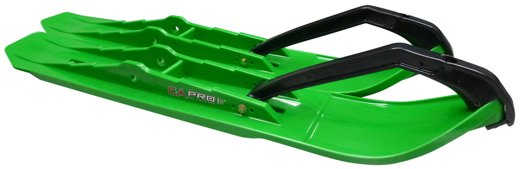 Green XCS Snowmobile Skis with 10" Round Bars Complete Kit P318491