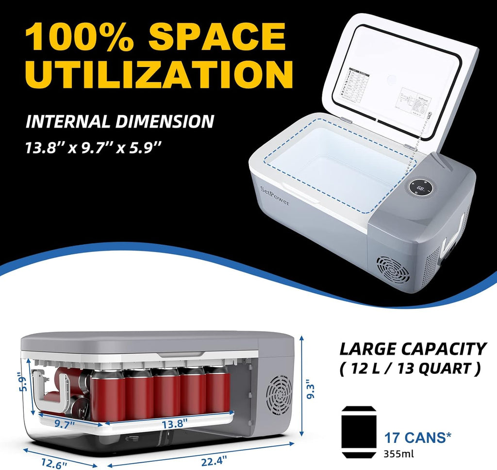 12V Portable Refrigerator and Freezer, 12L/13 Quarts W3069