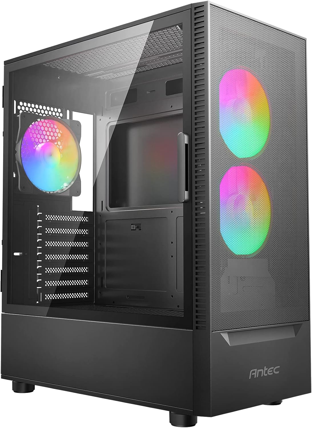 White ATX Mid-Tower Case with Tempered Glass Side Panel, 2 x 140mm & 1 x 120mm RGB Fans, Pack of 2 B84170