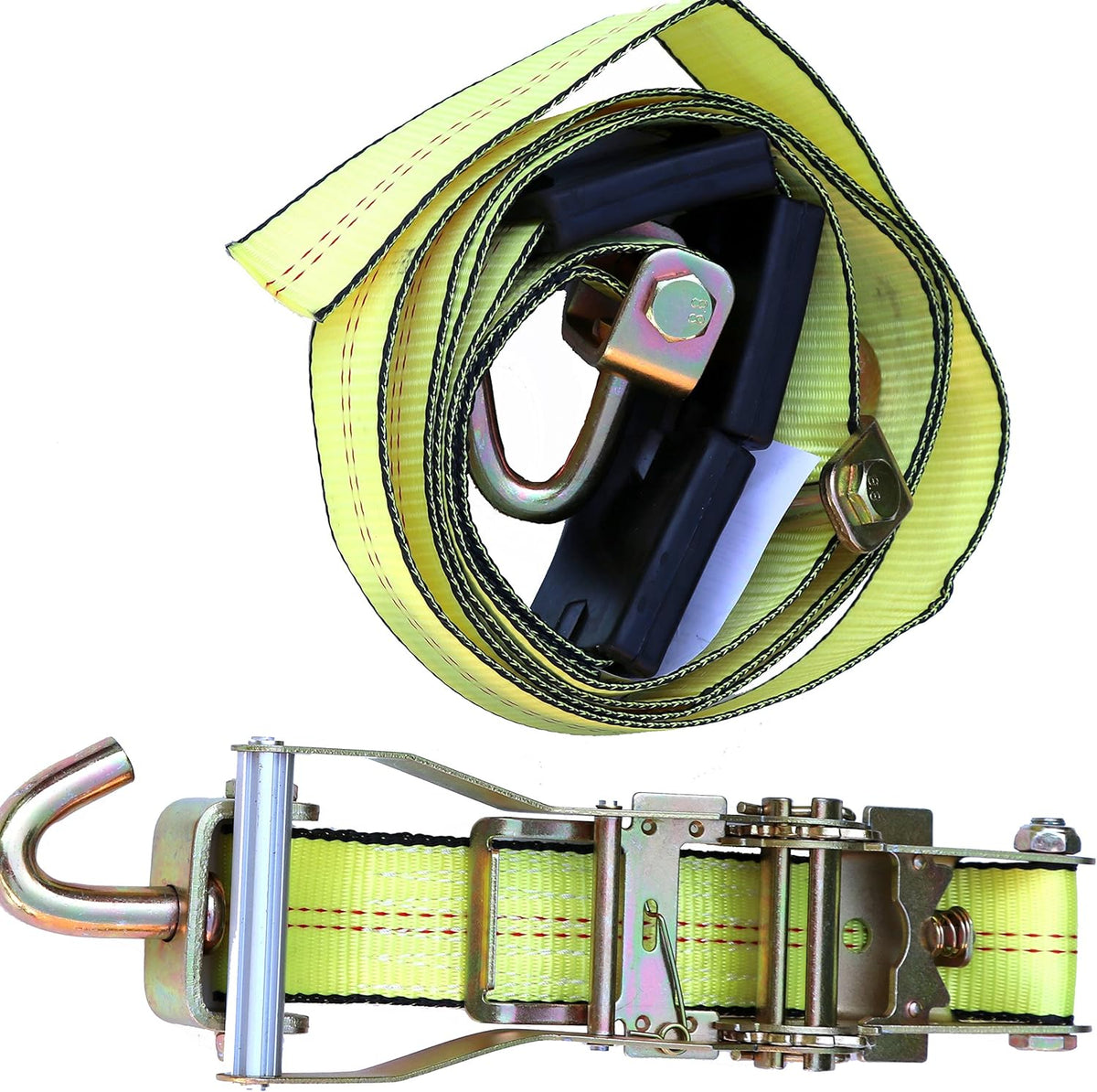2 x10' Yellow Heavy Duty Swivel J Hook Wheel Strap Ratchet Tie Down (4 Pack) I750