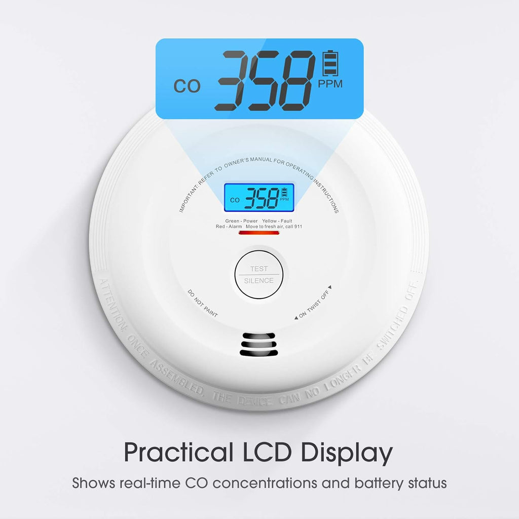 10-Year Battery Smoke and Carbon Monoxide Detector with LCD Display, Dual Sensor Alarm R904458