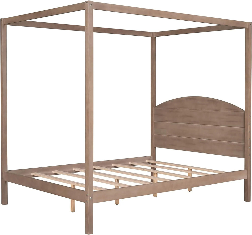 Full Size Solid Wood Canopy Bed Frame V656