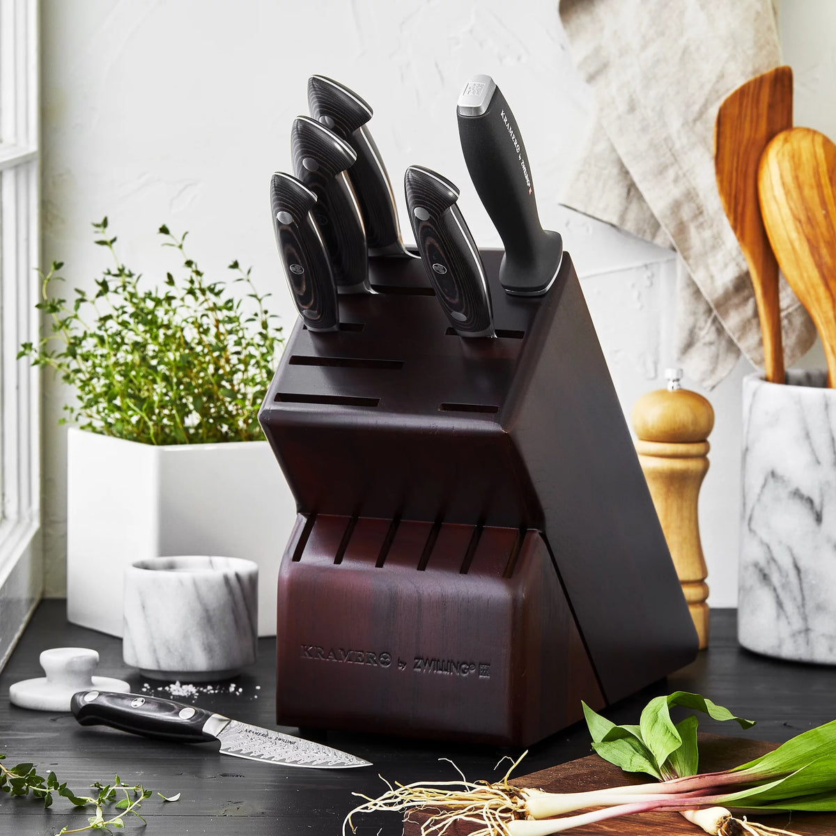 7-pc Damascus Knife Block Set B825