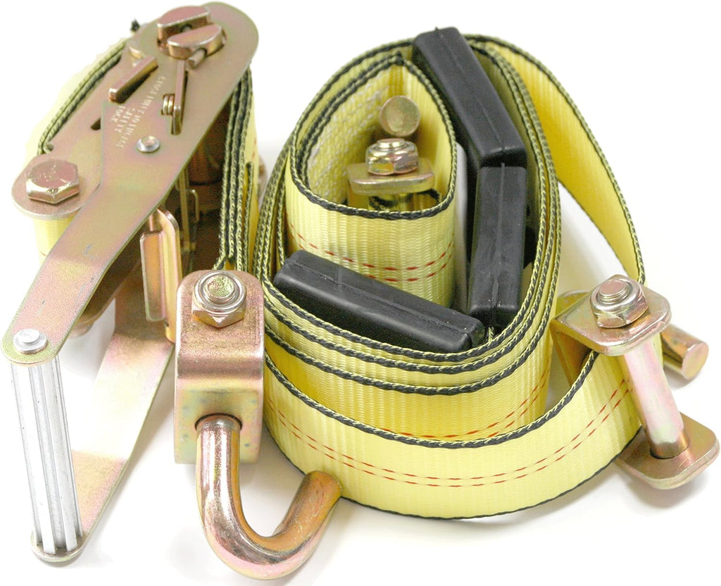 2 x10' Yellow Heavy Duty Swivel J Hook Wheel Strap Ratchet Tie Down (4 Pack) I750