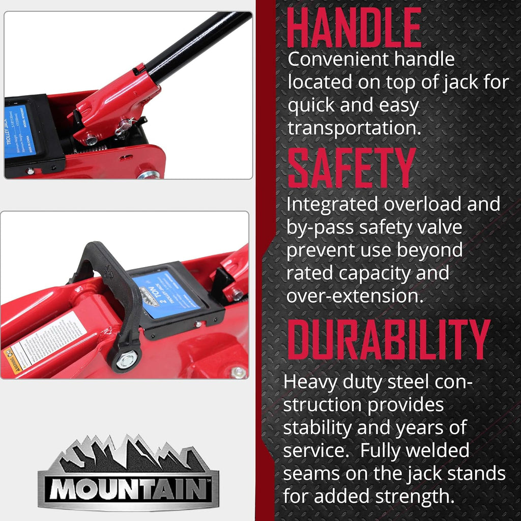 2 Ton Trolley Jack and Jack Stand Combo, Heavy Duty Steel, 4,000 LBS. Capacity Z84294