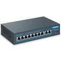 10 Port PoE Switch, 8 PoE+ Port 100Mbps, 2 Gigabit Uplink, 120W, Metal, Fanless, Pack of 2 L5738