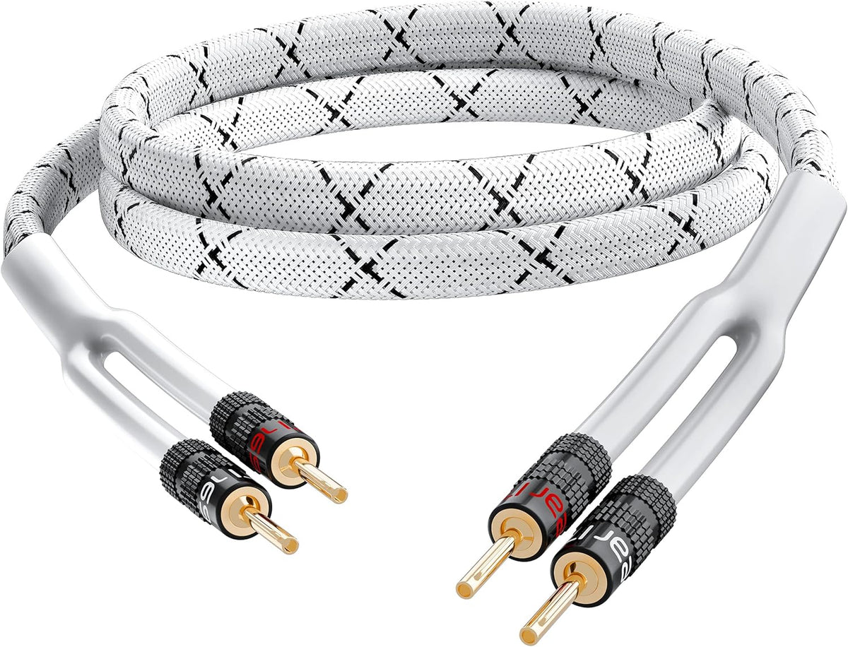 10AWG Speaker Cable with Gold-Plated Banana Tip Plugs, 25ft Pack of 2 G250104