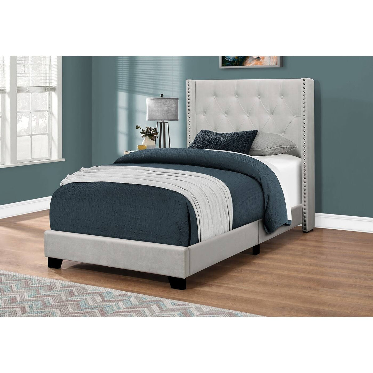 Matte Gray Rectangular Bed Frame M8715