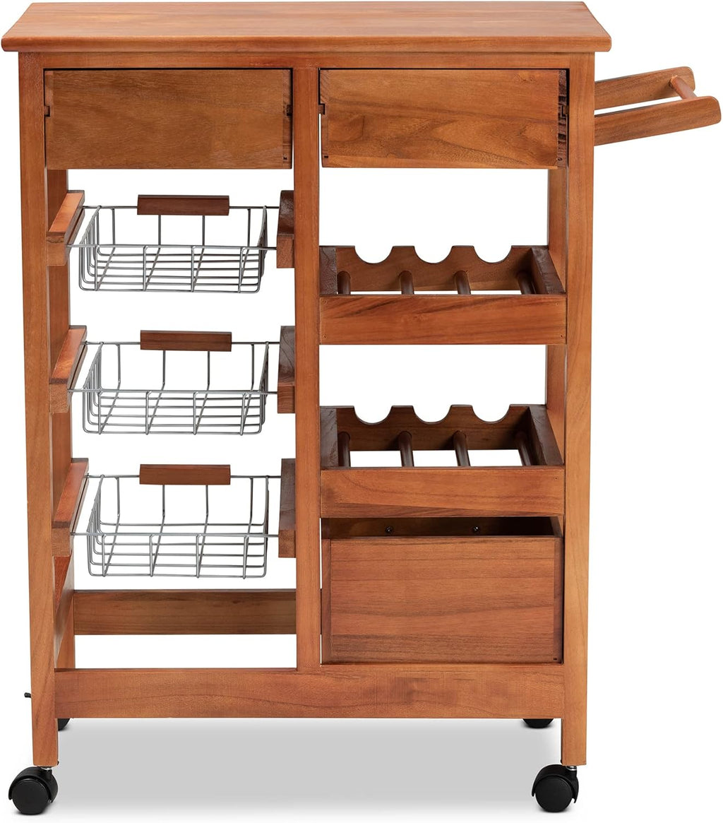 Oak Brown/Silver Trolleys and Carts M5667