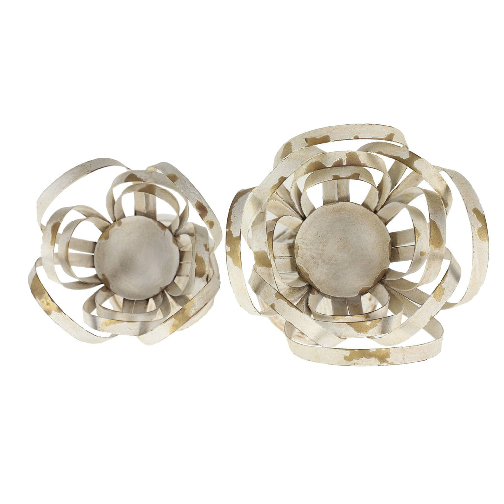 Distressed White Metal Candle Holders (Set of 2) I559323