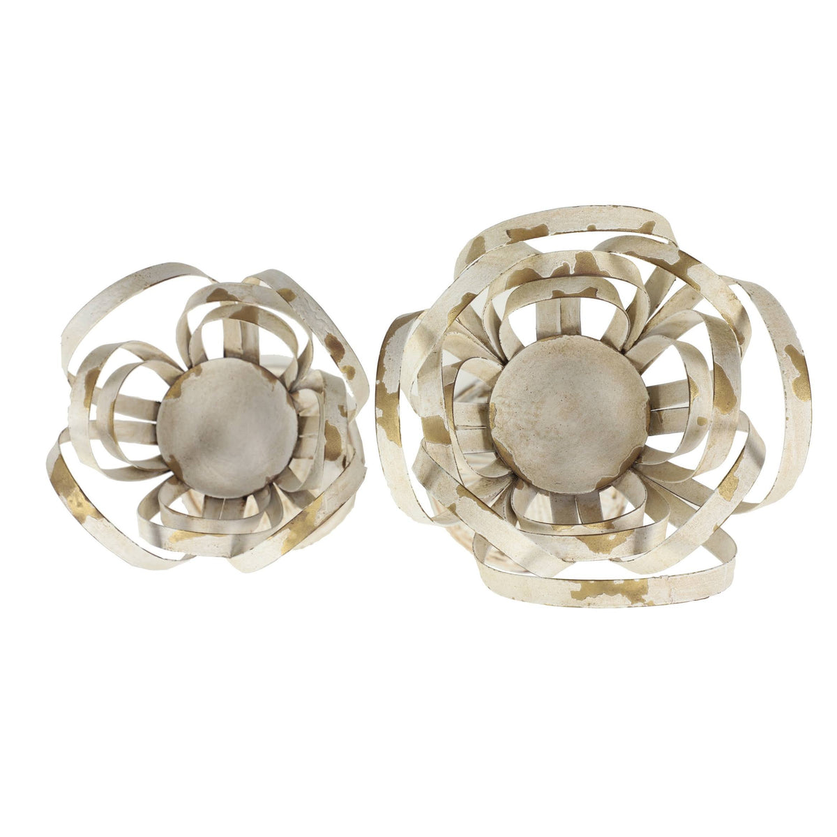 Distressed White Metal Candle Holders (Set of 2) I559323