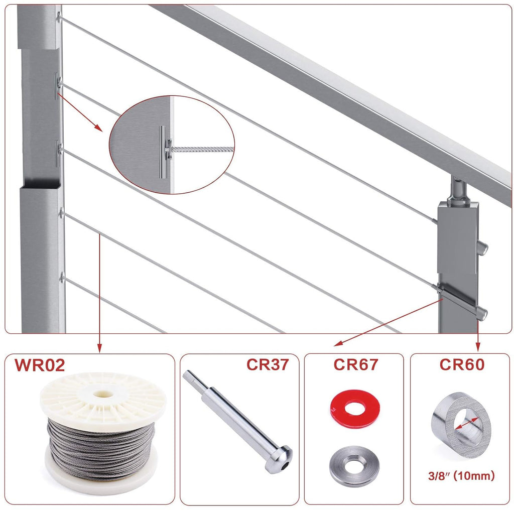 1/8 Invisible Cable Railing Kit T316 Stainless Steel Toggle Anchor Terminal G406300