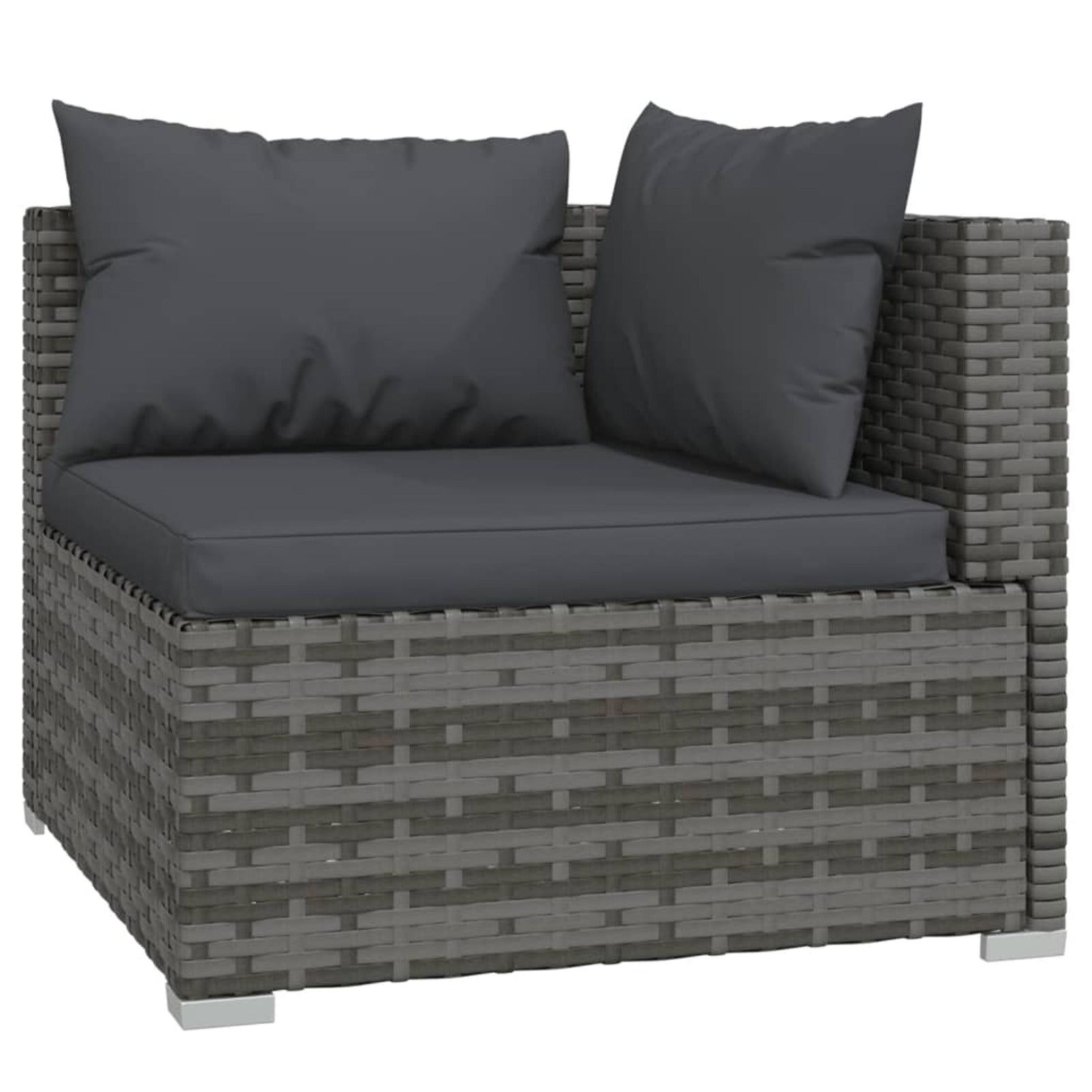 9 Piece Poly Rattan Outdoor Sectional Sofa Set with Anthracite Cushions Steel Frame R27498