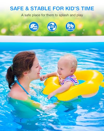 Large Inflatable Pool, 145" X 74" X 22" Oversized Thickened Blow Up Pool L89676
