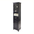 Tall Cabinet with Glass Door and Drawer in Black Finish Y18860