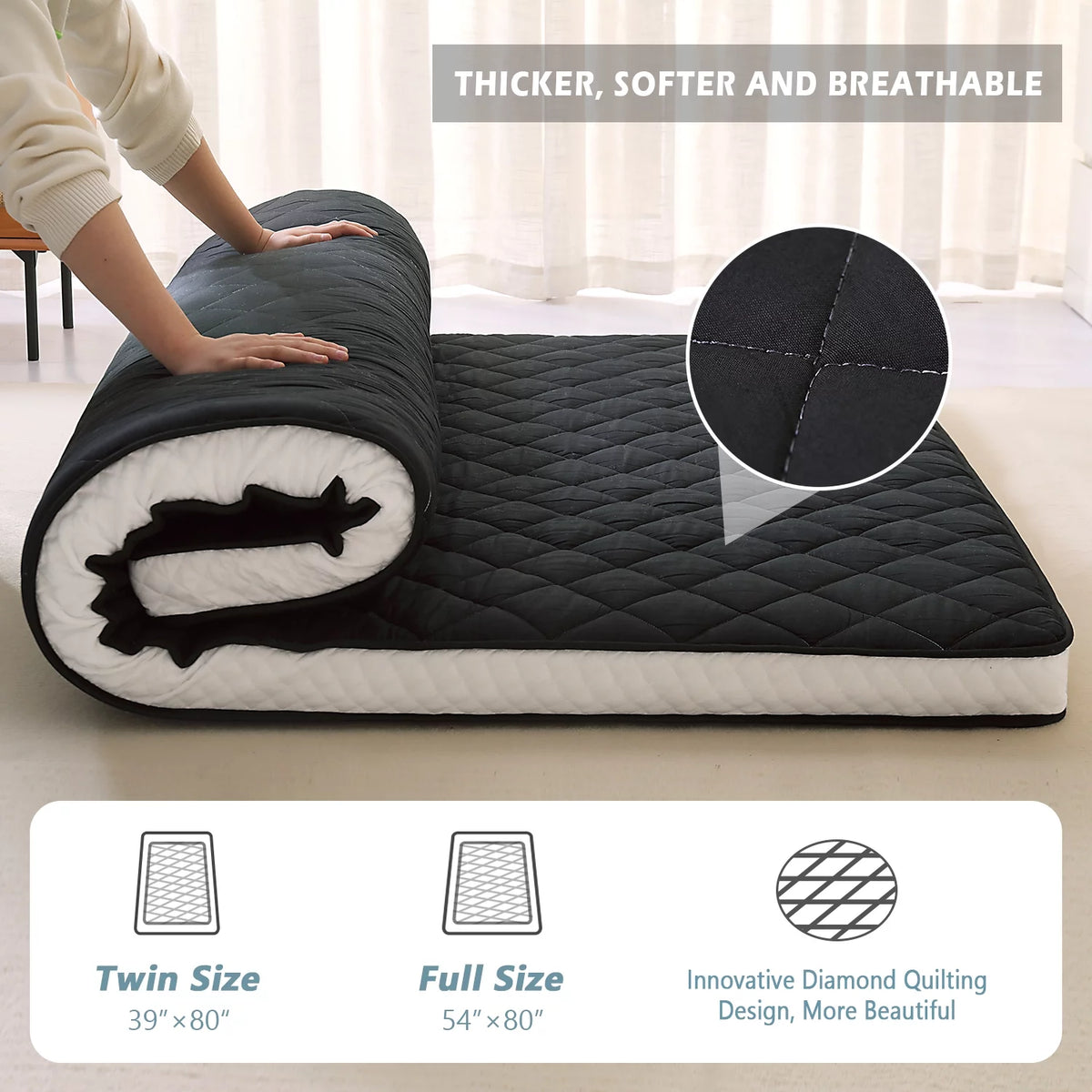 Extra Thick Padded Japanese Floor Mattress K338