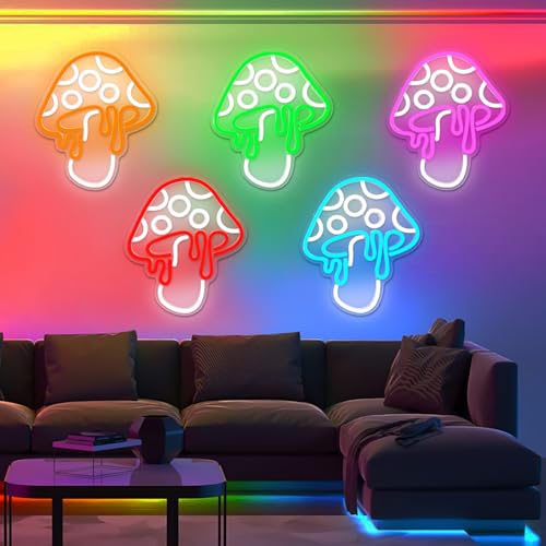 Ice Blue Dimmable Led Mushroom Neon Sign Night Light 3d Wall Art M3319