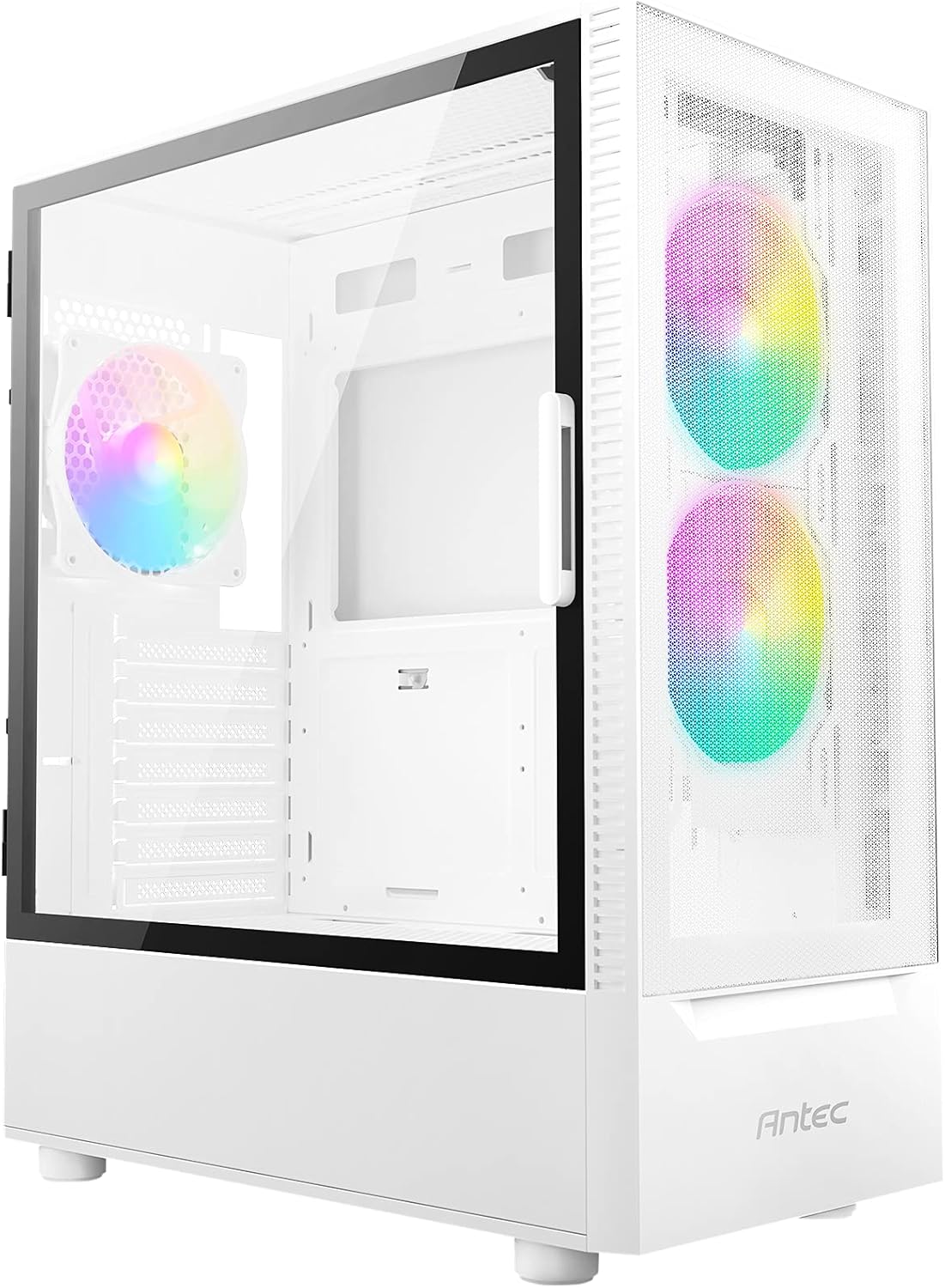White ATX Mid-Tower Case with Tempered Glass Side Panel, 2 x 140mm & 1 x 120mm RGB Fans, Pack of 2 B84170